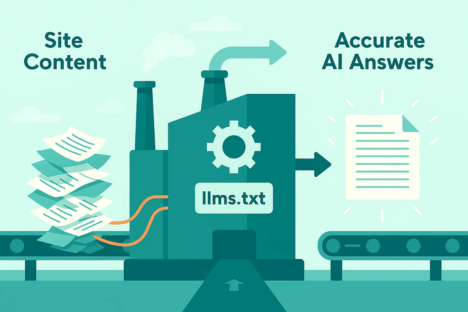 ContextKit's AI-ready content transformation process - from messy website content to clean, organized llms.txt files